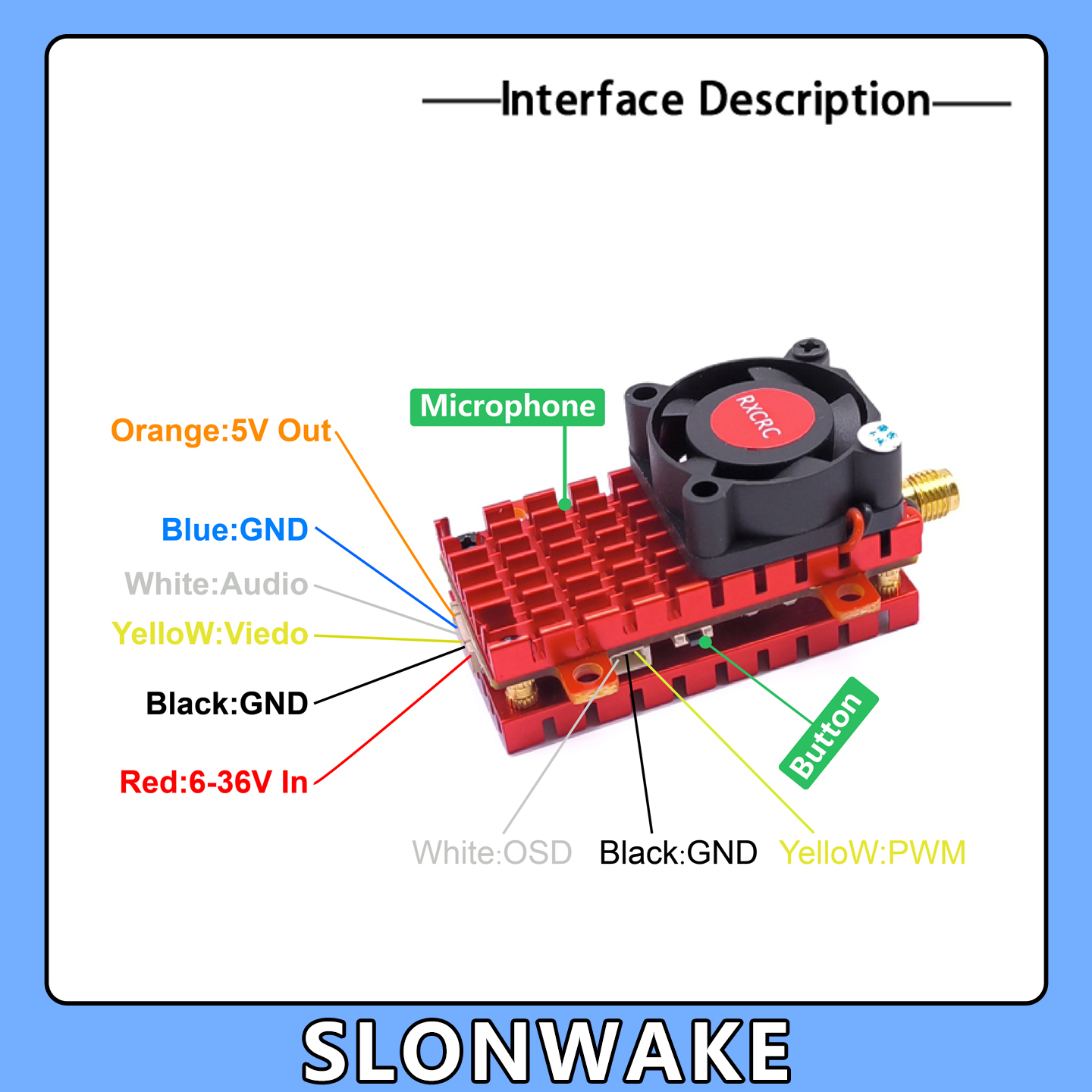 SLONWAKE 5.8G 2W VTX FPV Kamer - Drone Rc Harness ulasan dan harga